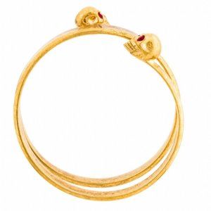 Alexander McQueen Crystal Spiral Twin Skull Bracelet